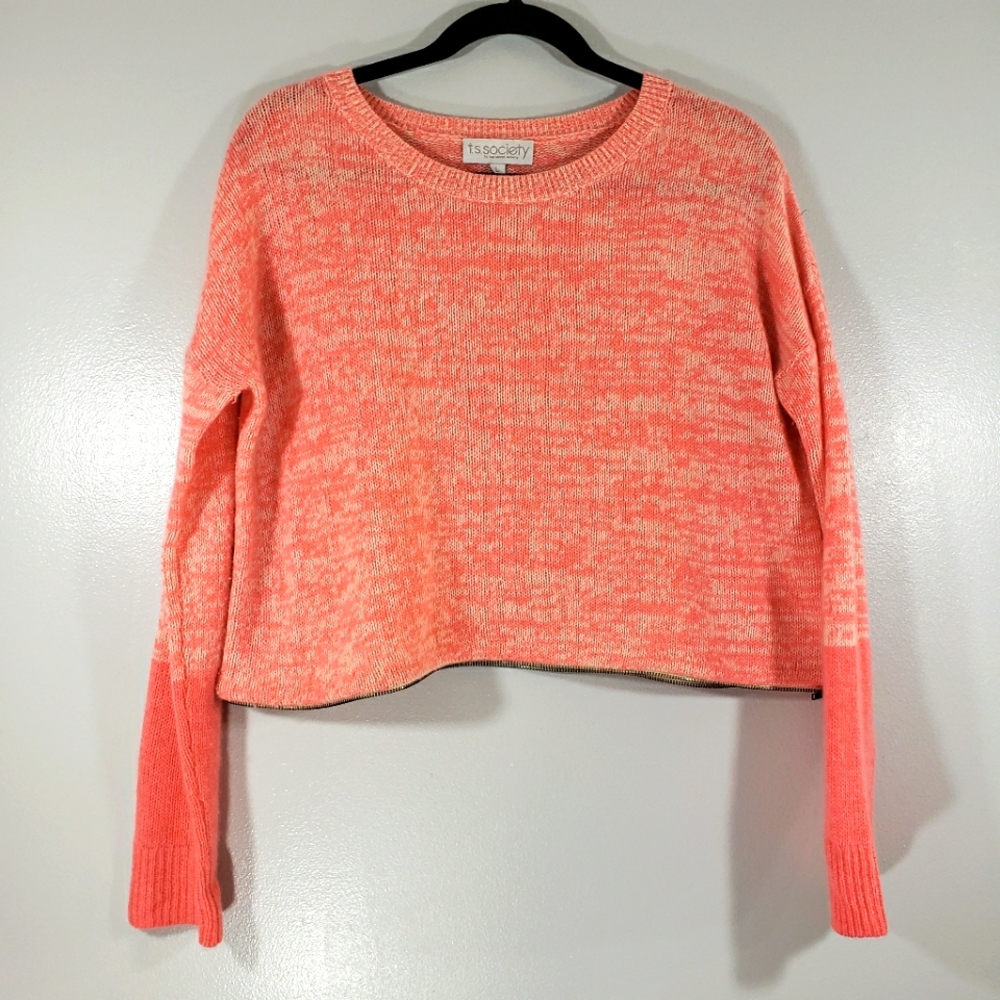 TOP SECRET SOCIETY Nantucket cashmere wool color block cropped sweater